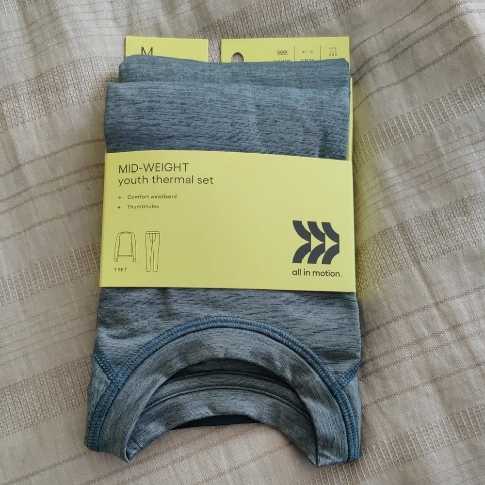 New!MID WEIGHT YOUTH THERMAL SET COMFORT WAISTBAND THERMAL SET 2 PCS  HeatheGRAY